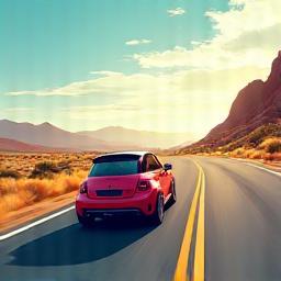 Car driving on a scenic road